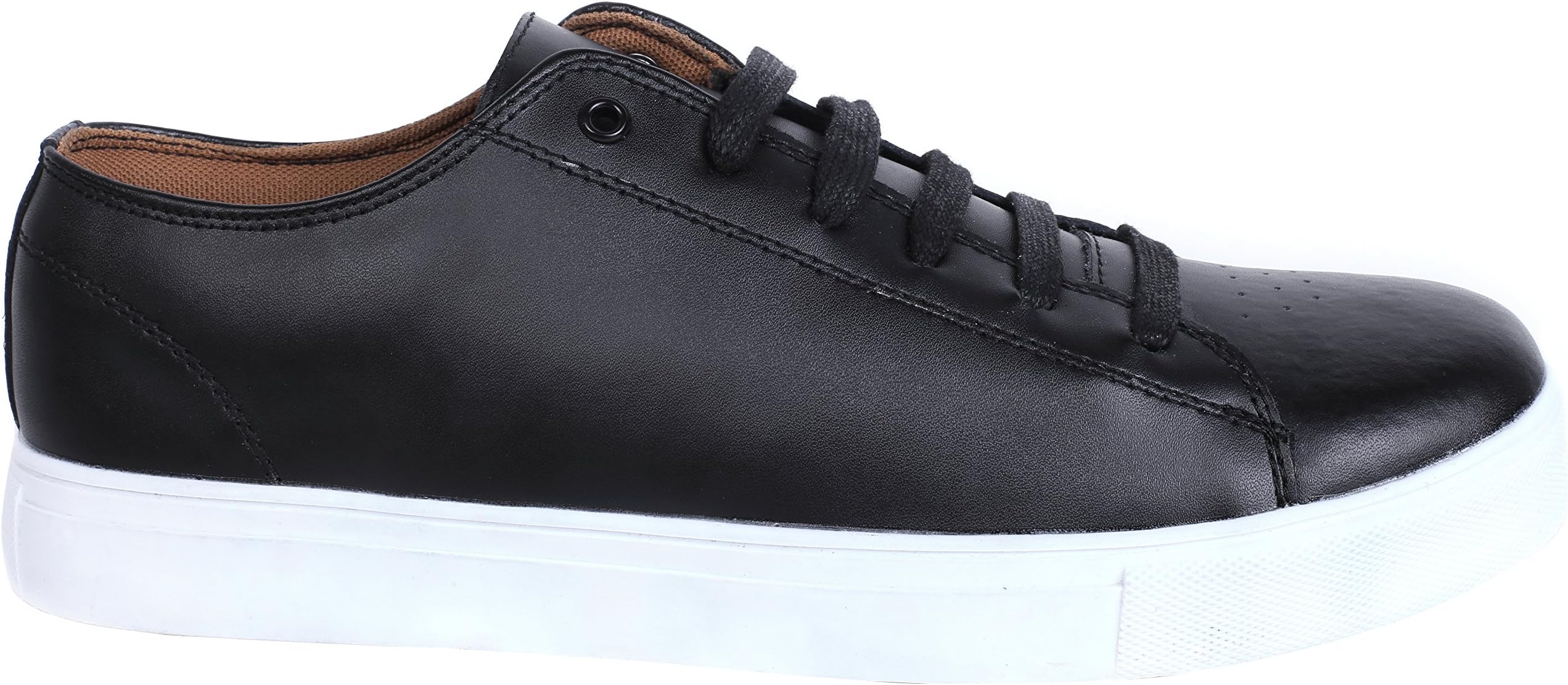 Hotson Shoe Men's Low Top Black Leather Sneaker Classic Footwear Size 12