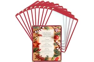 FLKQC 8.5 x 11 Inch Menu Covers, 10 Pack 1 Page 2 View Menu Holder, Red Restaurant Menu Cover Fits 8 1/2" x 11" Paper, Double Stitched Restaurant Menu Sleeves, Wine Menu