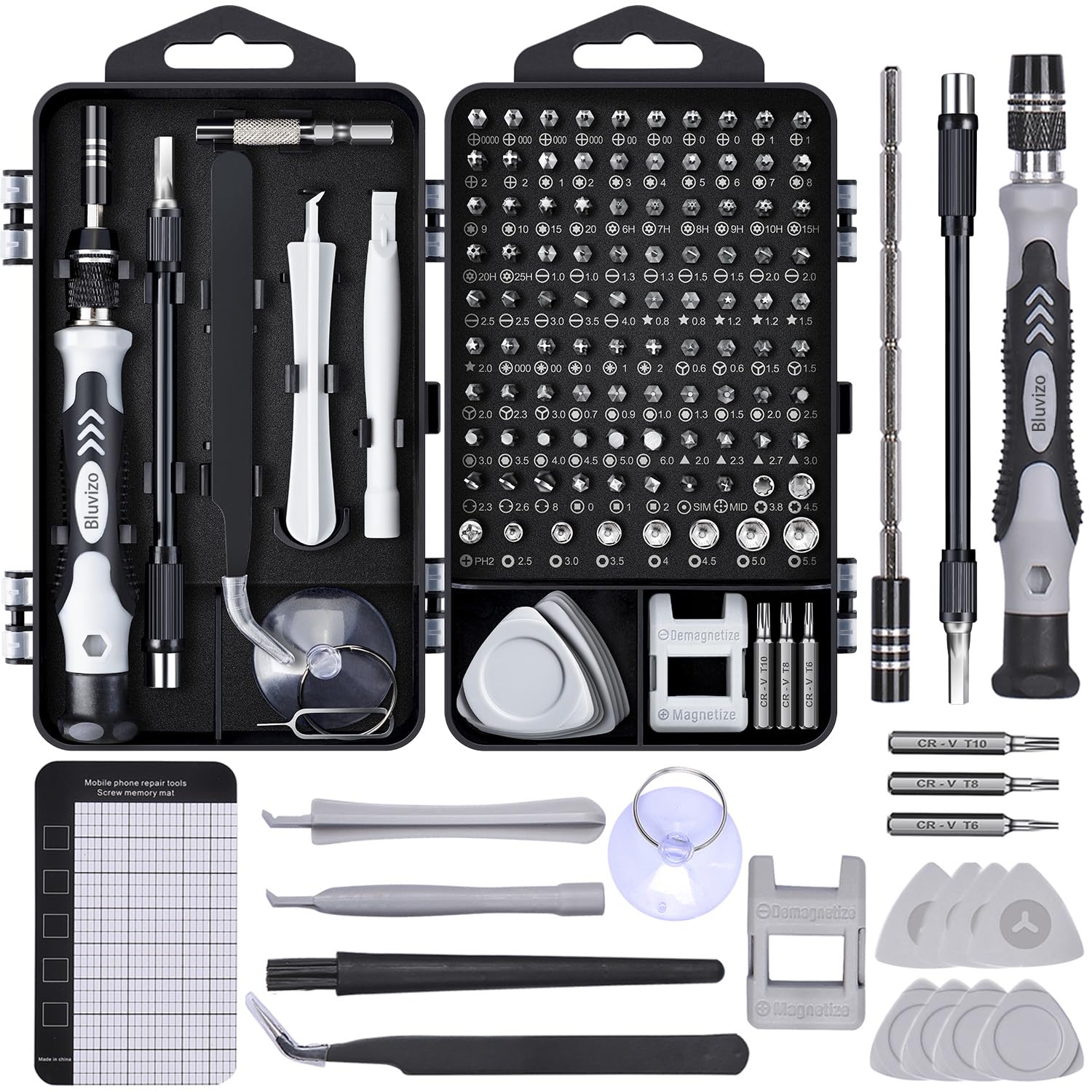 Precision Screwdriver Set Mini Kit: Bluvizo 122 in 1 Electronics Multi-Function Repair Tool Kit for PC Computer Laptop Phone Switch Xbox PS5 MacBook iPad with Torx Phillips Star