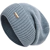 jaxmonoy Slouchy Beanies for Women Winter Lightweight Ladies Knit Hat Cuffed Soft Warm Slouch Beanie Cap - Brown