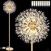 BesLowe 69&rsquo;&rsquo; Crystal Floor Lamp for Living Room, Modern Standing Lamp, Gold | 738Pcs K9 Crystals, 9 LED Bulbs Included, Super Bright Floor Lighting, Mid Century Style, Stable Lamp Base