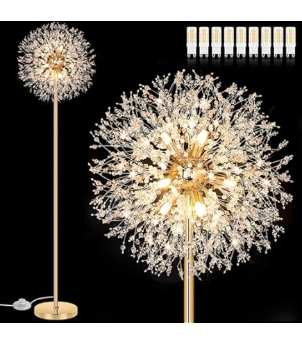 69 inch Crystal Floor Lamp, Modern Standing Lamp with K9 Crystal