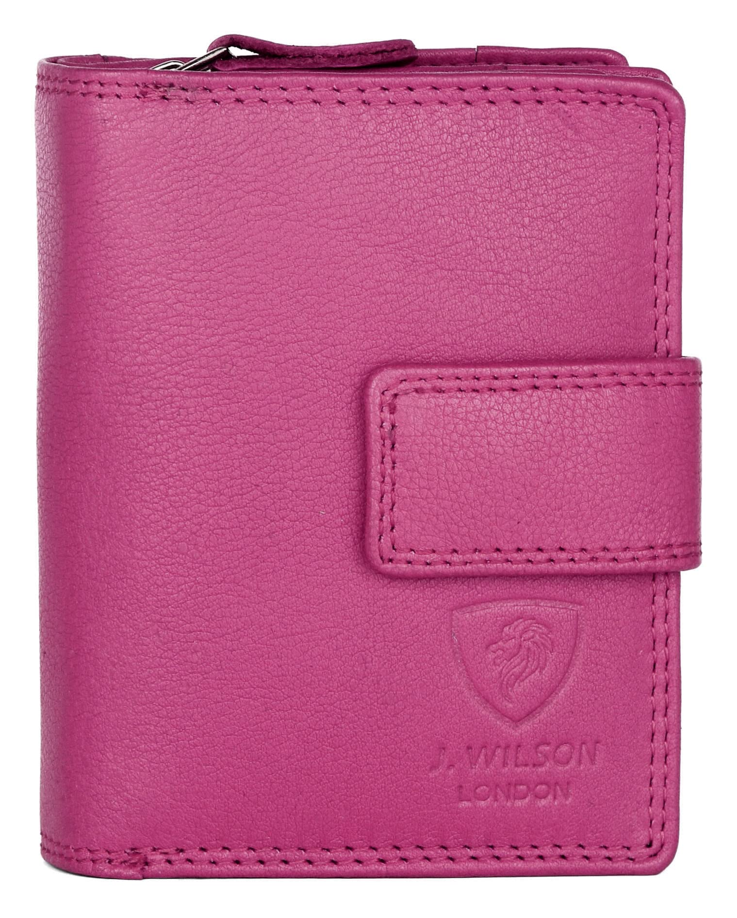 J. Wilson London Ladies RFID Safe Designer Soft Leather Purse Card Women Clutch Wallet with Zip Pocket Gift Boxed