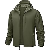 TACVASEN Men's Tactical Jacket with Hood Water Resistant Special Ops Military Softshell Coat