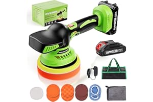 Avhrit 6 Inch 21V Cordless Car Buffer - Polisher Kit with 1 X 2000 mAh Batteries, Car Wax Buffer for Detailing, Polisher Offering 6 Variable Speeds for Detailing/Waxing/Polishering