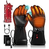 Heated Gloves for Men Women, Electric Heating Ski Gloves with 5000mAh Rechargeable Battery Pack, Waterproof Touchscreen for Skiing, Motorcycle, Hunting