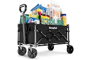 SUNNYFEEL 330lbs Wagons Carts Foldable,Heavy Duty Collapsible Folding Wagon Carts with Wheels,Lightweight Fold Up Wagon Cart for Outdoor Camping Shopping Sports Beach Garden Grocery