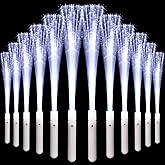 24 Pack White Glow Sticks Light Up Fiber Optic Stick Glow Wands Bulk with 3 Flashing Models for Christmas July 4th Party Favors Birthday Wedding Bachelorette Concerts Clubs