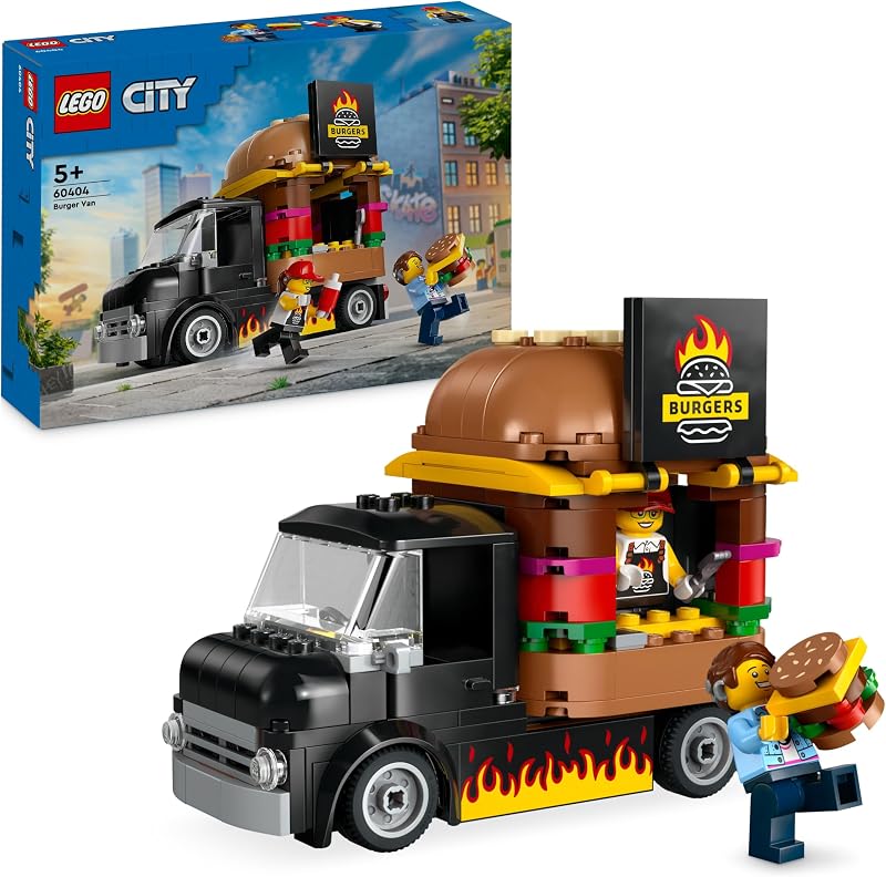 LEGO City Burger Van Toy 60404 Food Truck with Vendor Minifigure