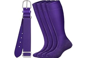 ROLVNHTV 3 Pieces Youth Baseball Socks and Belt Combo Set Softball Belts with Softball Sock Elastic Waist Belt for Boy