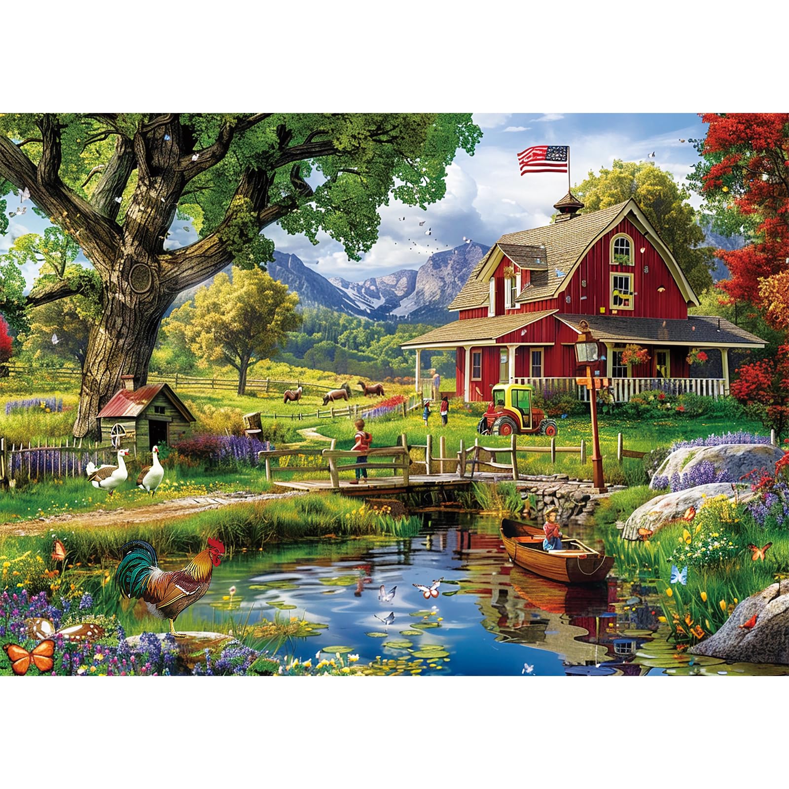 View 1 of 1000 Piece Puzzle for Adults - Country Clubhouse Puzzle for Adults Children - Recycled Paper Jigsaw Puzzle 1000 Pieces - Fun and Challenging Family Game Great Gift Idea, 28 * 20 in