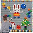 MIMAX Customize Building Block Wall, 470+ PCS Activity Wall Mount Toys Bricks with Self Adhesive Baseplate 8PCS (20"x10") for All Major Brands, Art Build On Table Wall, Gray