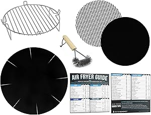 Air Fryer Rack Accessories Compatible with Ninja, Bella, BCP and More – Set of 7 with Heat Resistant Mat for Airfryer and Magnetic Cheat Sheets