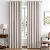 MIULEE 100% Blackout Linen Curtains for Bedroom 42 x 84 Inch Ivory 2 Panels | Thermal Insulated, Room Darkening Drapes for Li