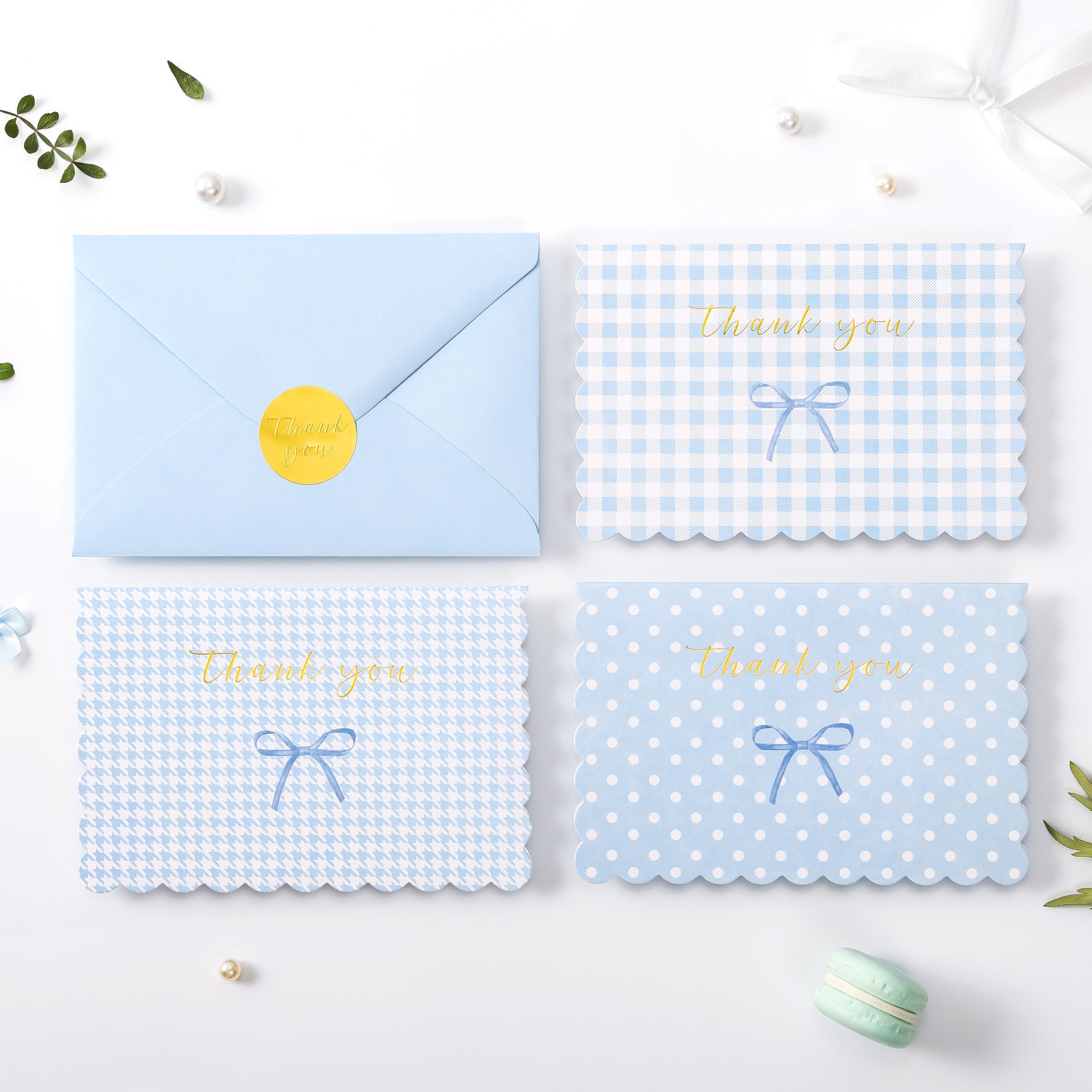 Photo 1 of Crisky Thank You Cards with Envelopes,50 Pack Blue Thank You Cards Bulk Bow Style for Baby Shower, Birthday, Wedding Decoration Party Favors