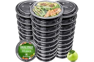 PrepNaturals 30 Pack Meal Prep Containers - 30 Pack of 24 Oz 100% BPA-free Plastic Food Storage Containers with Lids - Reusable Plastic Containers with Lids - Dishwasher Safe Lunch Containers