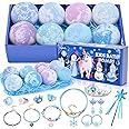 Toylink Kids Bath Bombs for Girls with Surprise Frozen Toys Inside, 8 Pack Natural Bath Bombs Handmade Spa Bath Fizzies with Jewelry Set Birthday Christmas Gift