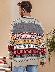 Flygo Men's Vintage Grandpa Sweater Crewneck
