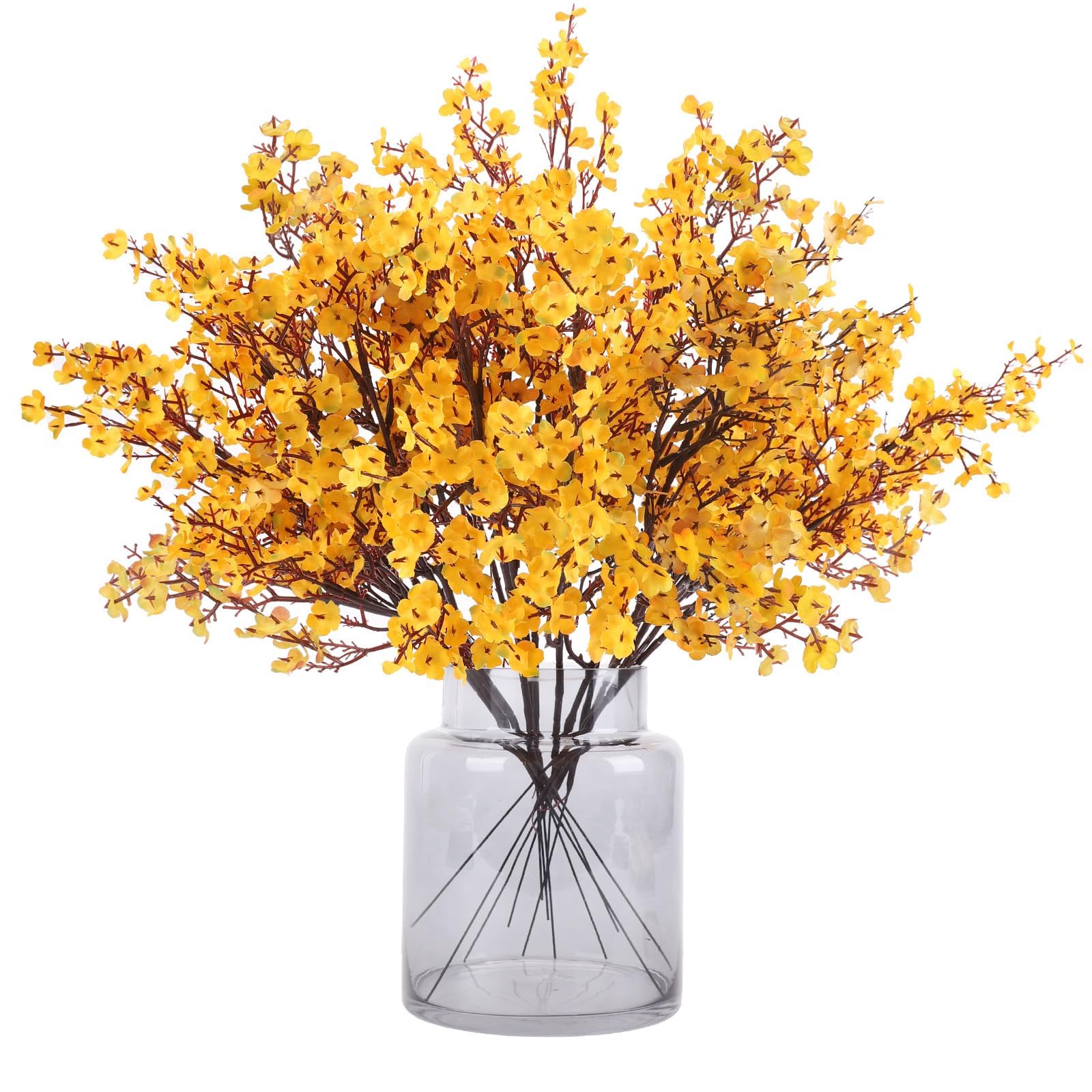 N&T NIETING Gypsophila Artificial Flowers, 12Pcs Baby Breath Artificial Flowers Real Touch Fake Flowers for DIY Wedding Bouquet Party Table Centerpieces Flower Arrangements Home Autumn Decor(Yellow)