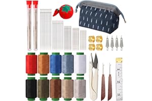 ZHOYIMIMI 76PCS Big Eye Stainless Steel Sewing Needle Kit, Needle and Thread Kit, Sewing Supplies and Accessories with Scissors Seam Ripper Threaders Measure Tape Thimbles for Home Mom Beginner Traveler