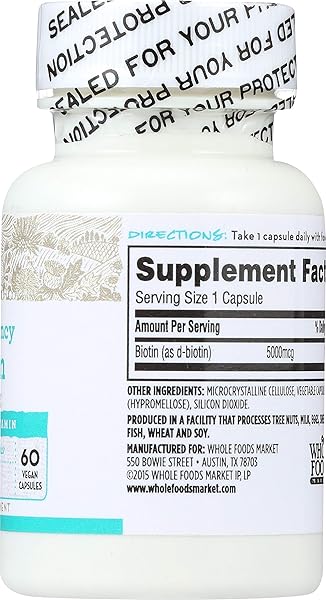 365 BY WHOLE FOODS MARKET, HIGH POTENCY BIOTIN 5000MCG, 60 CT
