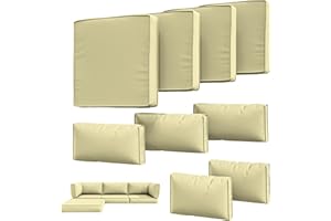 Tounosnt 9Pcs Outdoor Chair Cushions Covers Waterproof Anti-Fading for 5 Pack Patio Set Cushion Slipcovers, Outdoor Furniture Protector Cover Replacement(Cover Only)