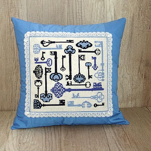 Blue Handmade Decorative Throw Pillow Cover Hand Embroidered