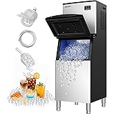 EUHOMY Commercial Ice Maker Machine,400lbs/24H,250lbs Bin,Stainless Steel | Freestanding Commercial Ice Machine, ETL Approval, 24H Timer, Auto-Cleaning, for Bar/Cafe/Restaurant/Business