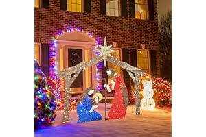 AUTOMORIS 6FT Lighted Christmas Nativity Scene with 200 Lights, 72INCH Holy Family with Stakes Large Nativity Sets for Xmas Indoor Outdoor Holiday Outside Yard Lawn Garden Holiday Decor