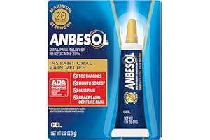 Anbesol Gel Maximum Strength - Instant Oral Pain Relief for Toothaches, Canker Sores, Sore Gums, Denture Pain - 0.33 oz
