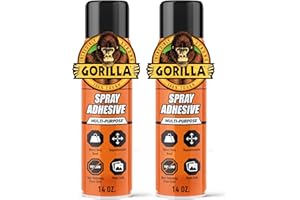 Gorilla Heavy Duty Spray Adhesive, Clear Glue, 14 Ounce (Pack of 2) - All Purpose with Comfort Nozzle for Indoor or Outdoor