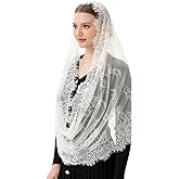 PAMOR Spanish Style Lace Traditional Vintage Inspired Infinity Shape Mantilla Veil Latin Mass Head Covering