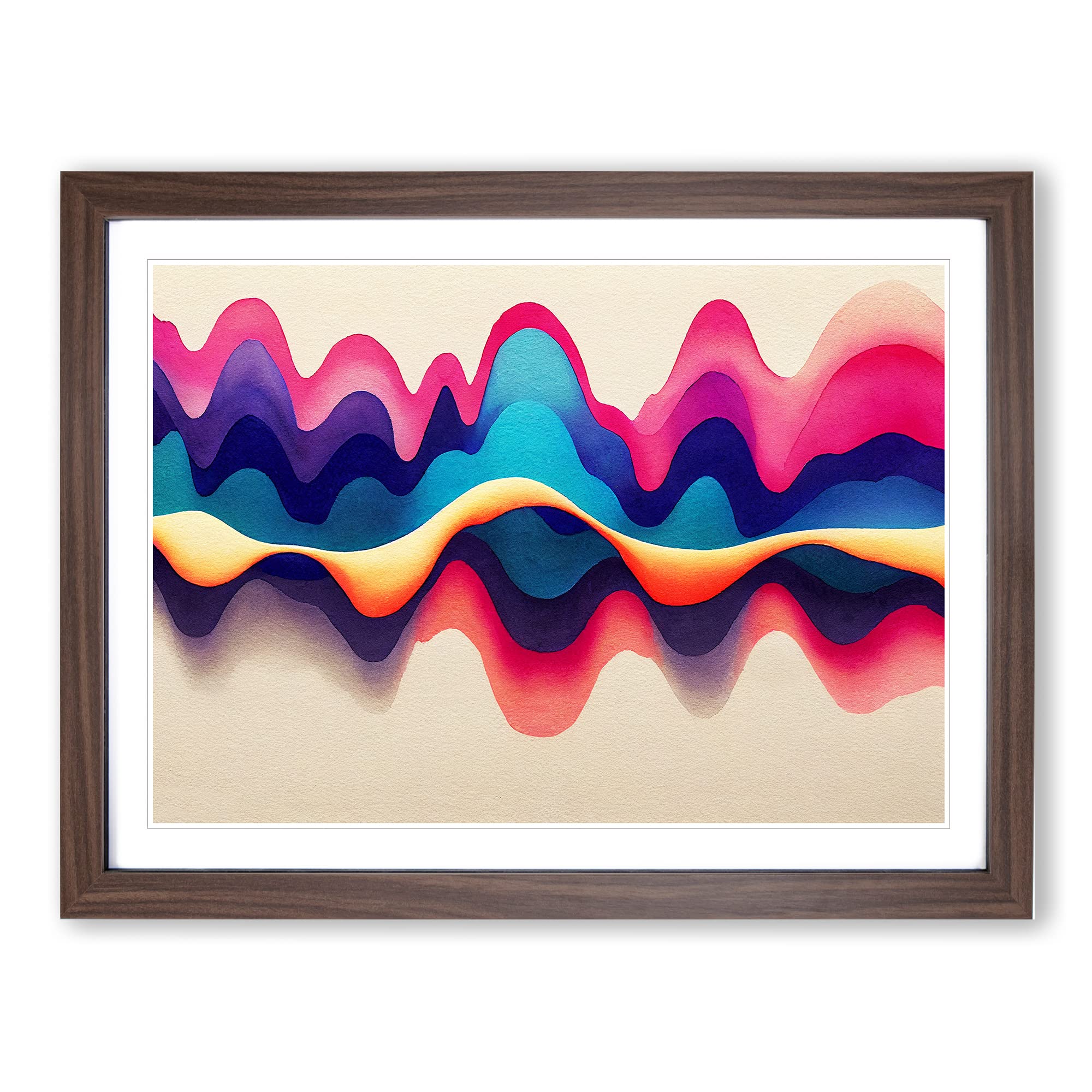 Abstract Soundwave Art Vol.3 Framed Print | A4 Walnut Framed Wall Art | Ready to Hang | Abstract Fantasy Picture | Living Room Bedroom Lounge Office