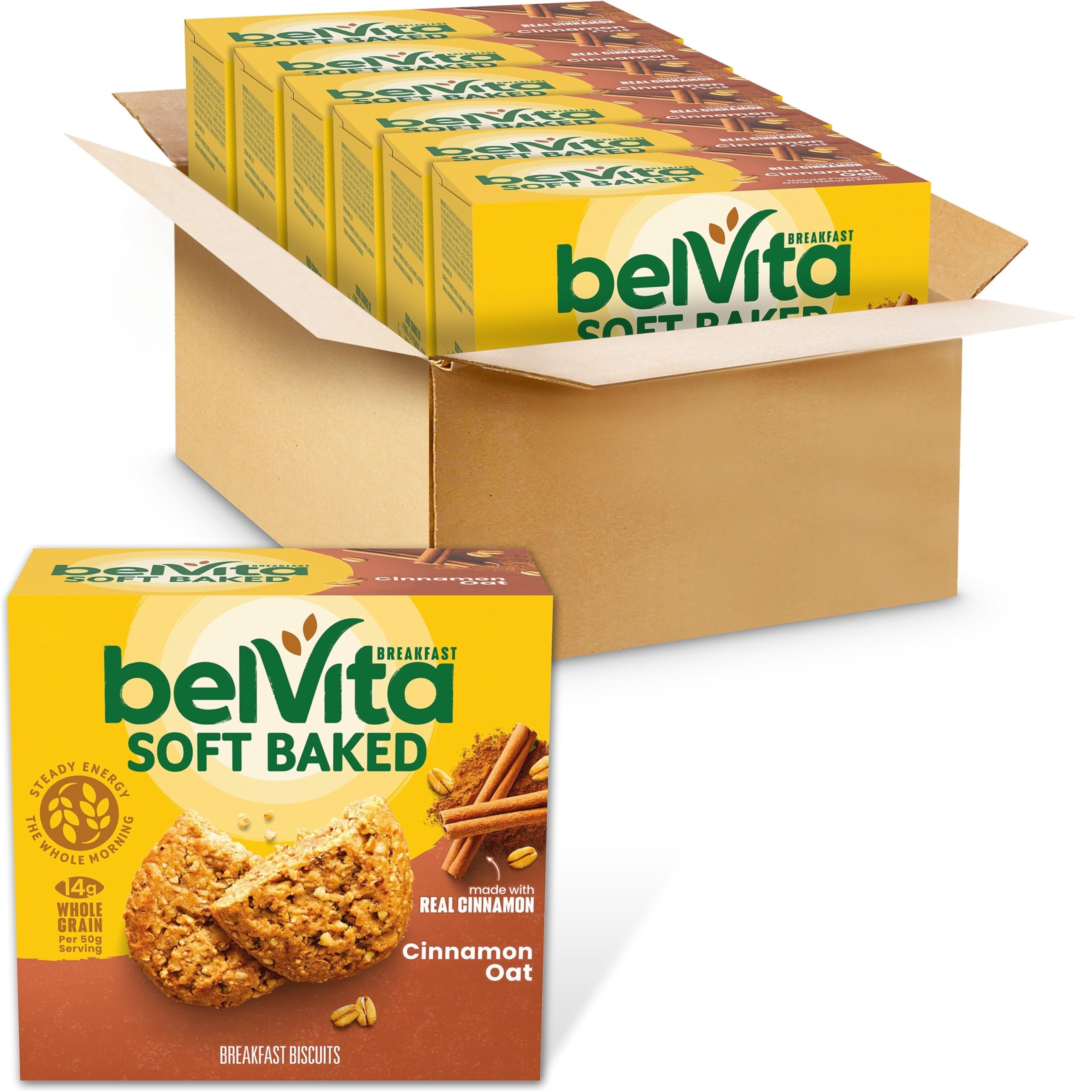 Photo 1 of **BB 8/03/25**belVita Soft Baked Breakfast Bars, Cinnamon Oat, 6 Boxes of 5 Packs (1 Biscuit Per Pack)