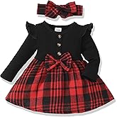 SODLON Baby Girl Clothes Infant Dresses Newborn Fall Winter Outfits Plaid Dress Cute Birthday Princess Dresses for Girls