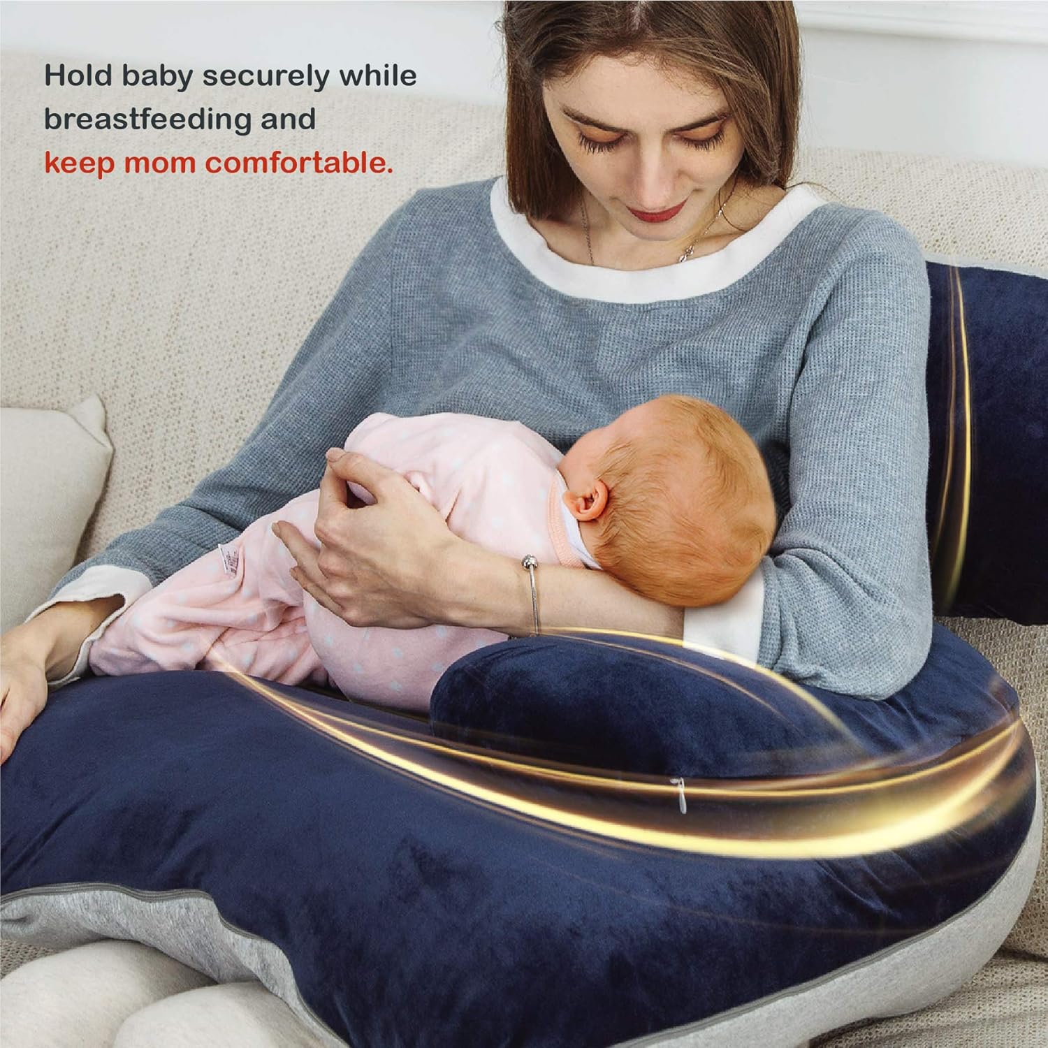 Bbpark Pregnancy Pillow U Shaped - Full Body Cooling Pillow Maternity Support for Sleeping Women - Grey Blue: Kitchen & Dining