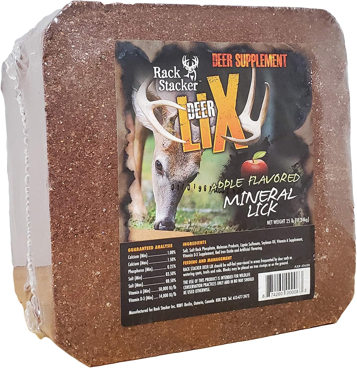 Rack Stacker Deer liX 25lb Block Packed with Much Needed Minerals for Full Body Development