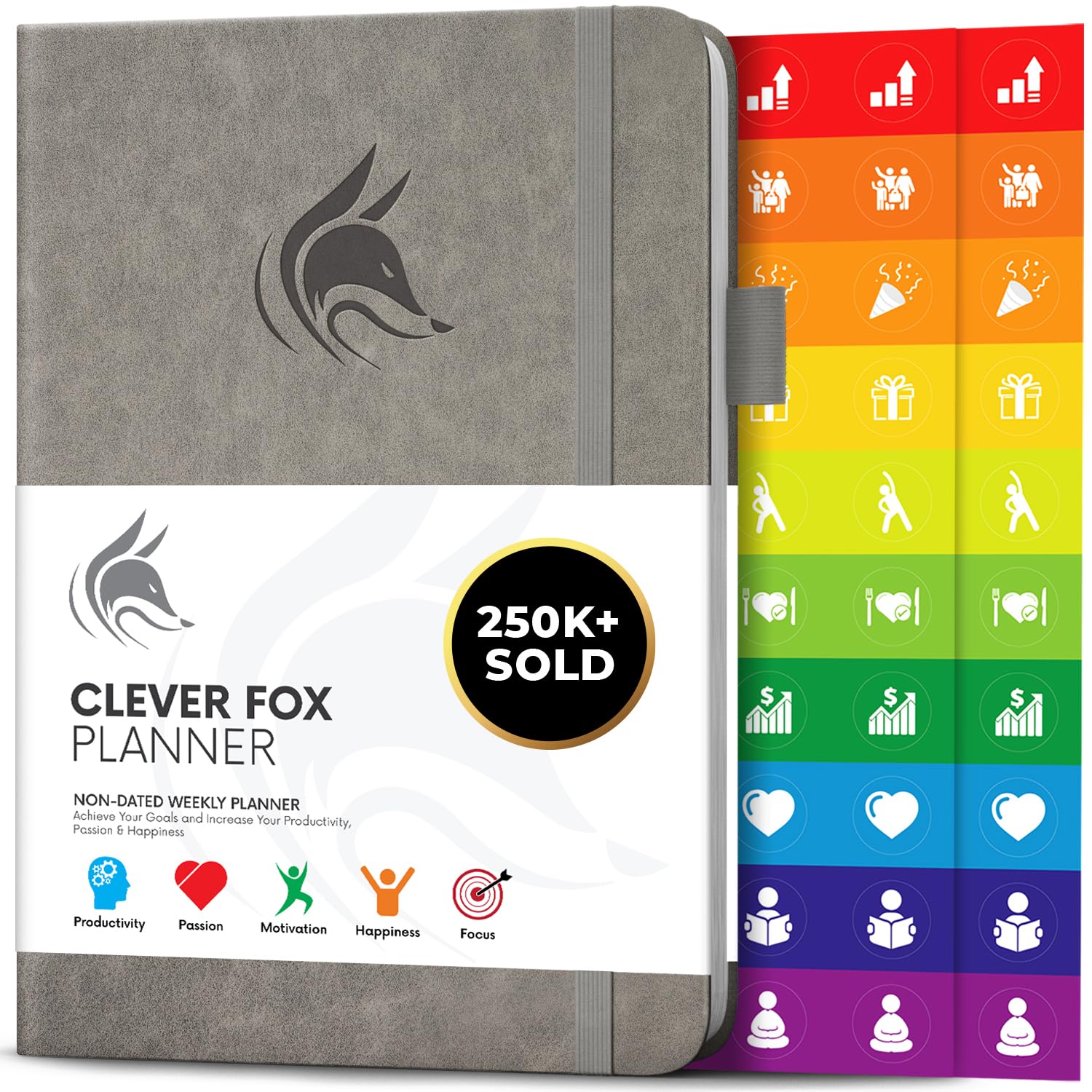 Clever Fox Planner – Undated Weekly & Monthly Organizer Journal for Productivity, Time Management & Goals – A5 (Grey)