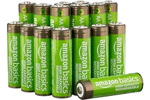 Amazon Basics 16-Pack Rechargeable AA NiMH High-Capacity Batteries, 2400 mAh, 1.2V, Recharge up to 400x Times, Pre-Charged
