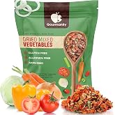 Gourmanity Dehydrated Mixed Vegetables for Ramen Toppings and Soup, 2lb | Big 2lb resealable bag. Red/green bell peppers, potato, carrots, celery, tomato and cabbage. No chopping. For Ramen, Non-GMO