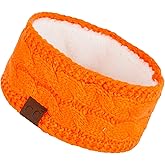 C.C Winter Fuzzy Fleece Lined Thick Knitted Diagonal Stripes Criss-Cross Pattern Headband Headwrap (HW-2060)