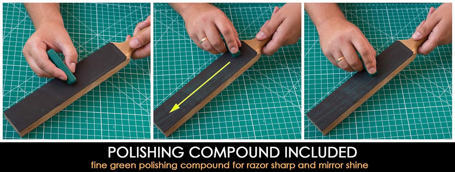 BeaverCraft LS6P1 Leather Paddle Honing Strop Kit with Sharpening Polishing Compound 14" x 2" Knife Stropping Paddle Block for Honing Woodworking: Kitchen & Dining