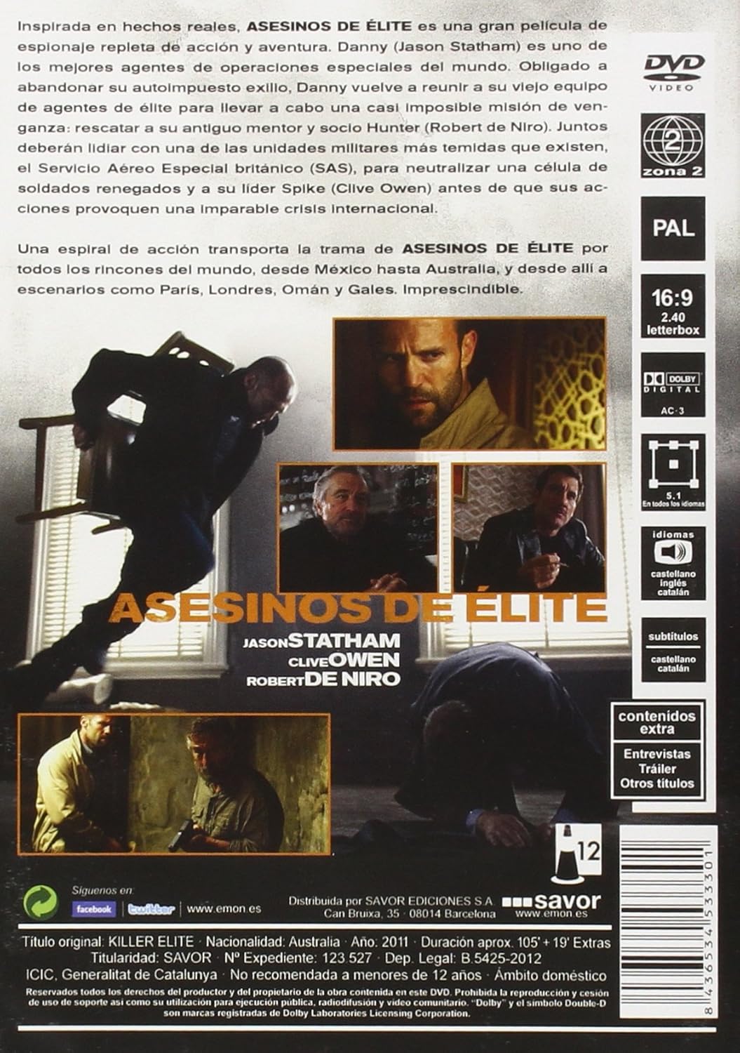 Asesinos De Elite Dvd Amazon Es Robert De Niro Jason Statham Clive Oven Gary Mckendry Robert De Niro Jason Statham No Disponible Cine Y Series Tv