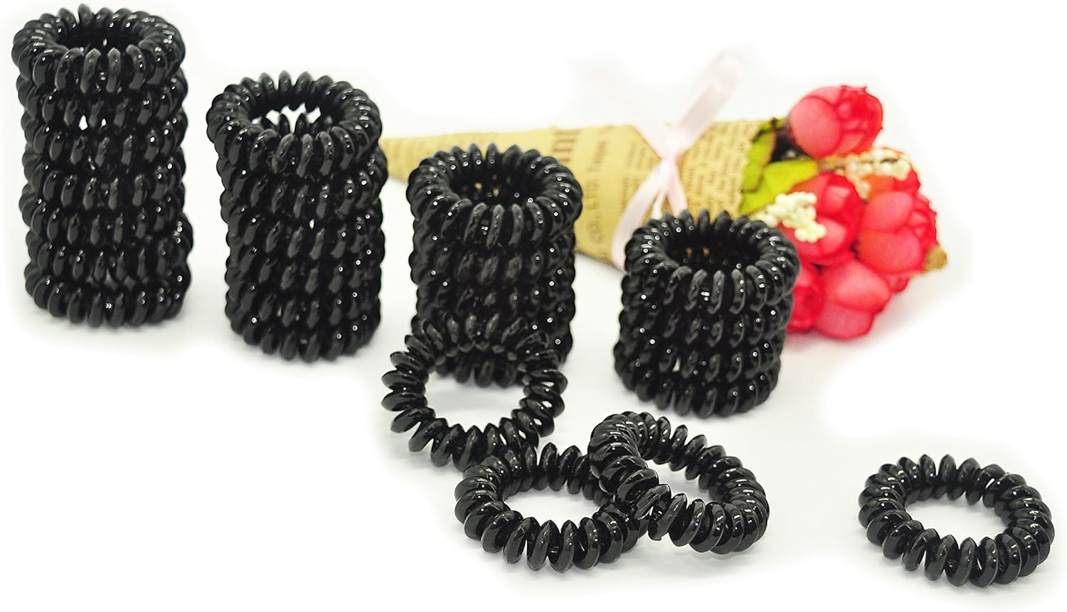 30PCS True Black Plastic Hair Ties 