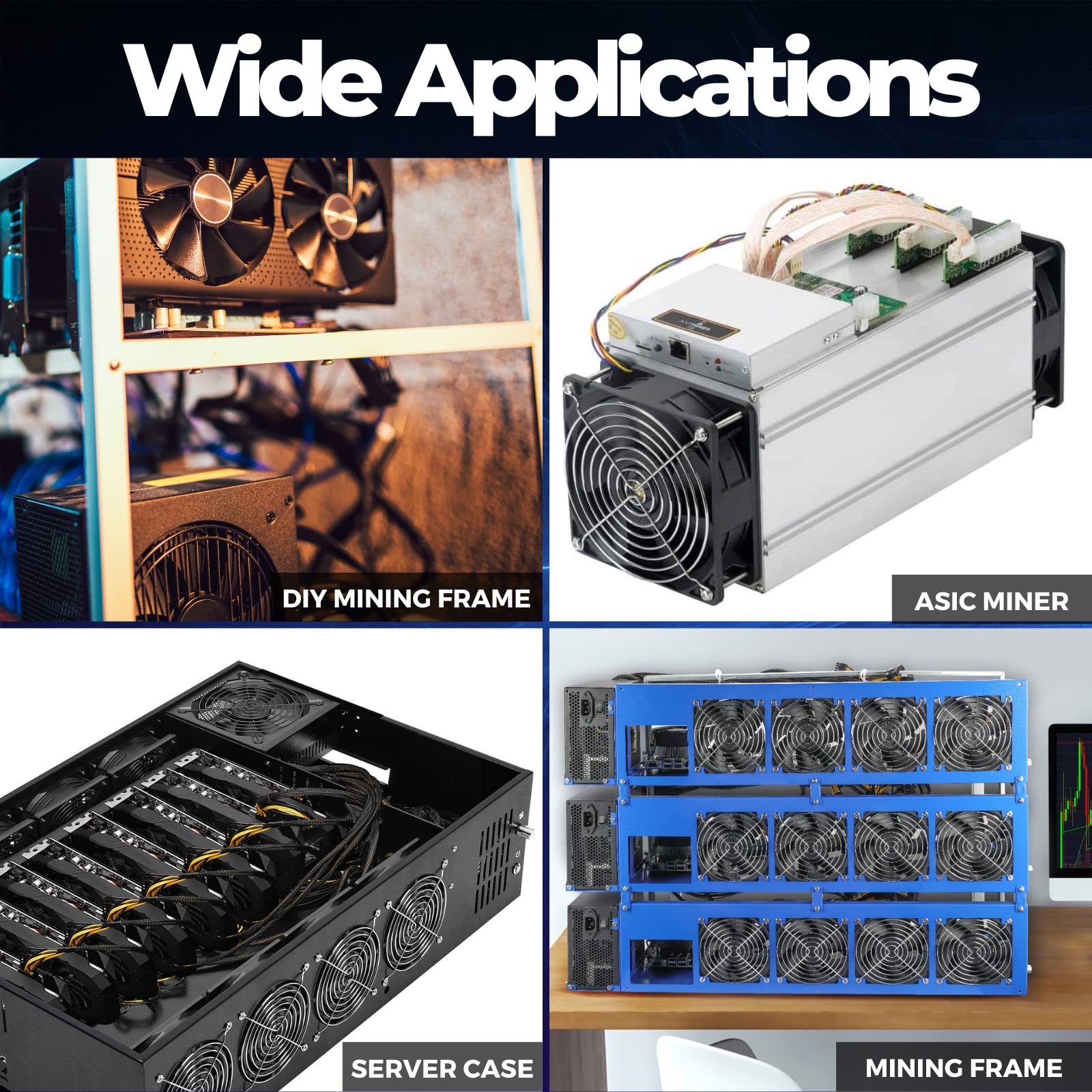 VTRETU 1800W Mining Power Supply ATX PSU Supports GPU Mining Rig Input110V-220V, Output 1600W-1800W 4U Power Supply Including 10 Connecting Cables and 1 Power Cord