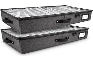 HOMELUX THEORY Low Profile Under Bed Storage Containers, 33x17x4.5 Clothes & Shoe Organizer Underbed Storage Box Drawer for Bedroom & Home Organization, Closet Organizers and Storage (Dark Gray, 2Pc)