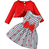 Rosibel Toddler Baby Girls Dress and Cotton Cardigan Set for 6M-3T Spring Autumn Clothes Outfits