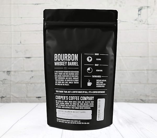 BOURBON WHISKEY BARREL AGED COFFEE BEANS, GROUND, SINGLE ORIGIN COLOMBIAN COFFEE AGED IN KENTUCKY BOURBON WHISKEY BARRELS – 12 OZ BAGS
