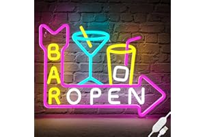 Basaneon Bar Open Neon Signs, Dimmable Led Open Sign, USB Powered Bright High Visibility Led Open Signs for Bussness Bar Pub Man Cave Decor(16.5 * 12.2inches)