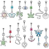 TAMHOO 15PCS 14G Stainless Steel Belly Button Rings for Women with AAA Cubic Zirconia